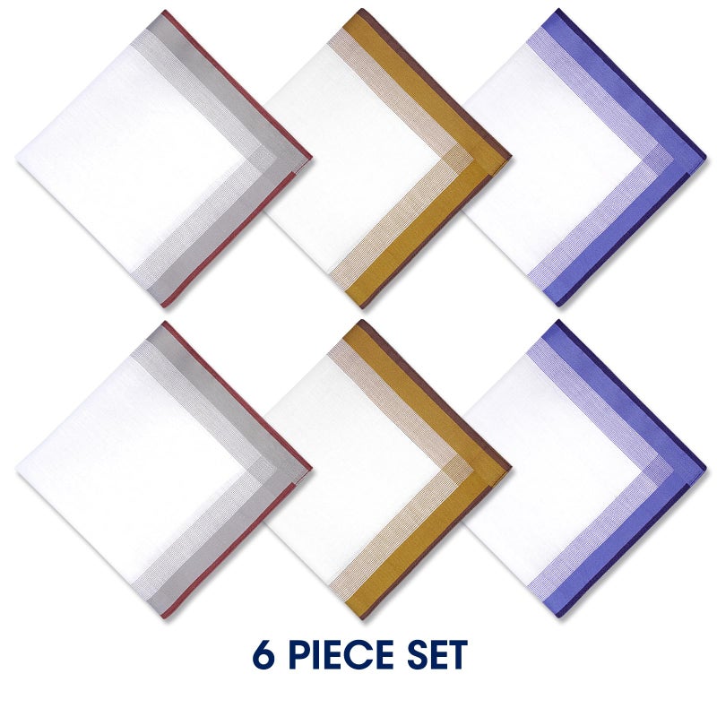 Zenssia Pure Cotton Men's Soft Handkerchiefs Assorted Color Pack of 6 Gift Set - Image 4